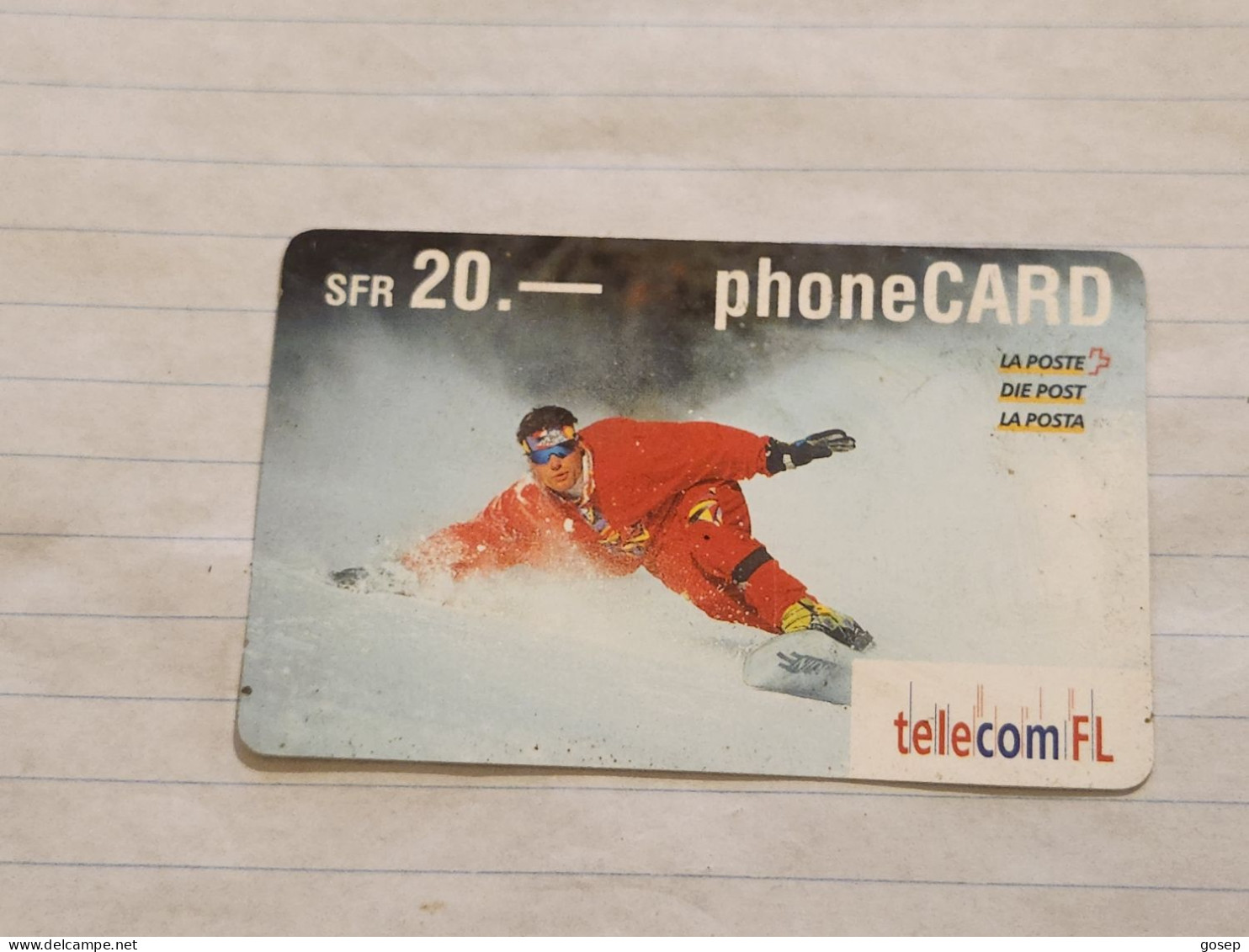 LIECHTENSTEIN-(LI-02H)-Snowboarder-(30)-(415-266-7848-7230)-(20FRANK)-tirage-105.000-used Card - Liechtenstein