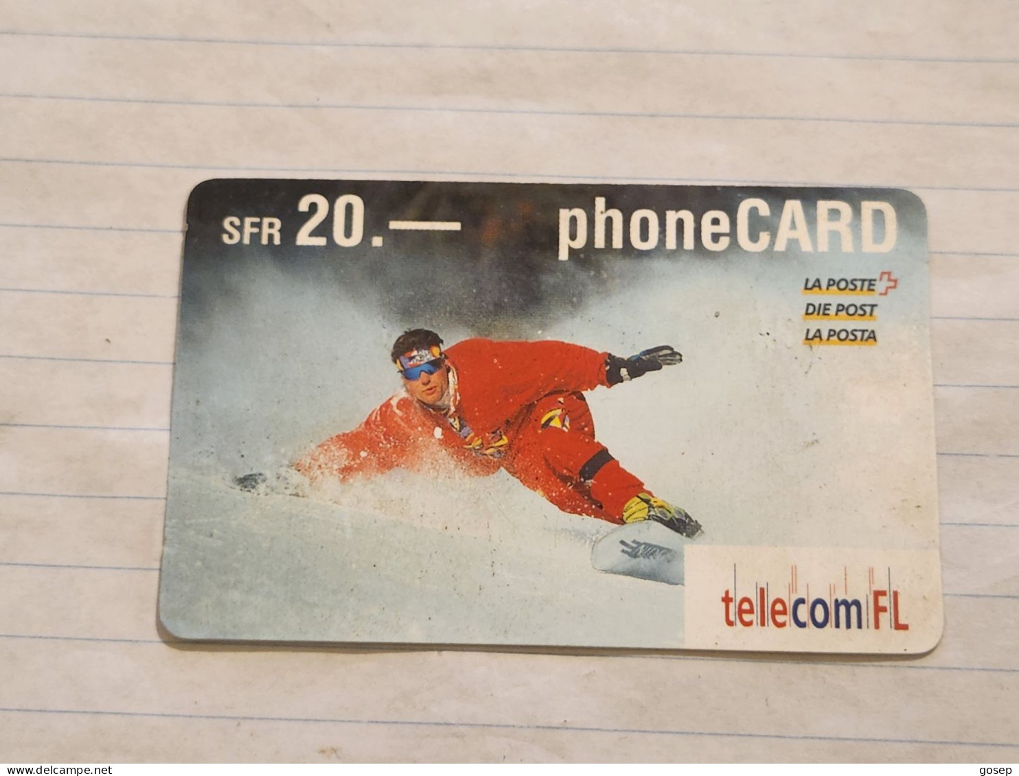 LIECHTENSTEIN-(LI-02H)-Snowboarder-DUMMY CARD-(31)-(NOT NUMBER)-(20FRANK)-tirage-?-used Card - Liechtenstein