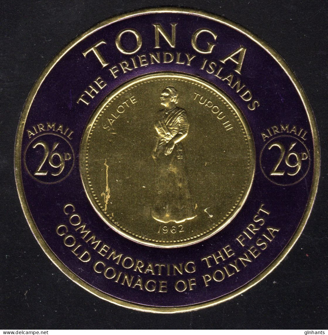 TONGA - 1963 GOLD COINAGE OF POLYNESIA 2/9 CIRCULAR QUEEN SALOTE STANDING STAMP FINE MOUNTED MINT MM * SG 140 - Tonga (...-1970)