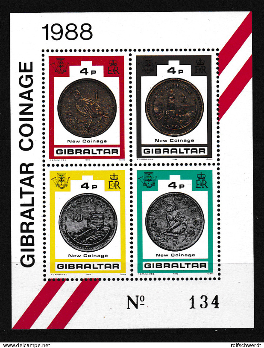 Neue Münzen 1988 Blockausgabe, ** - Gibraltar