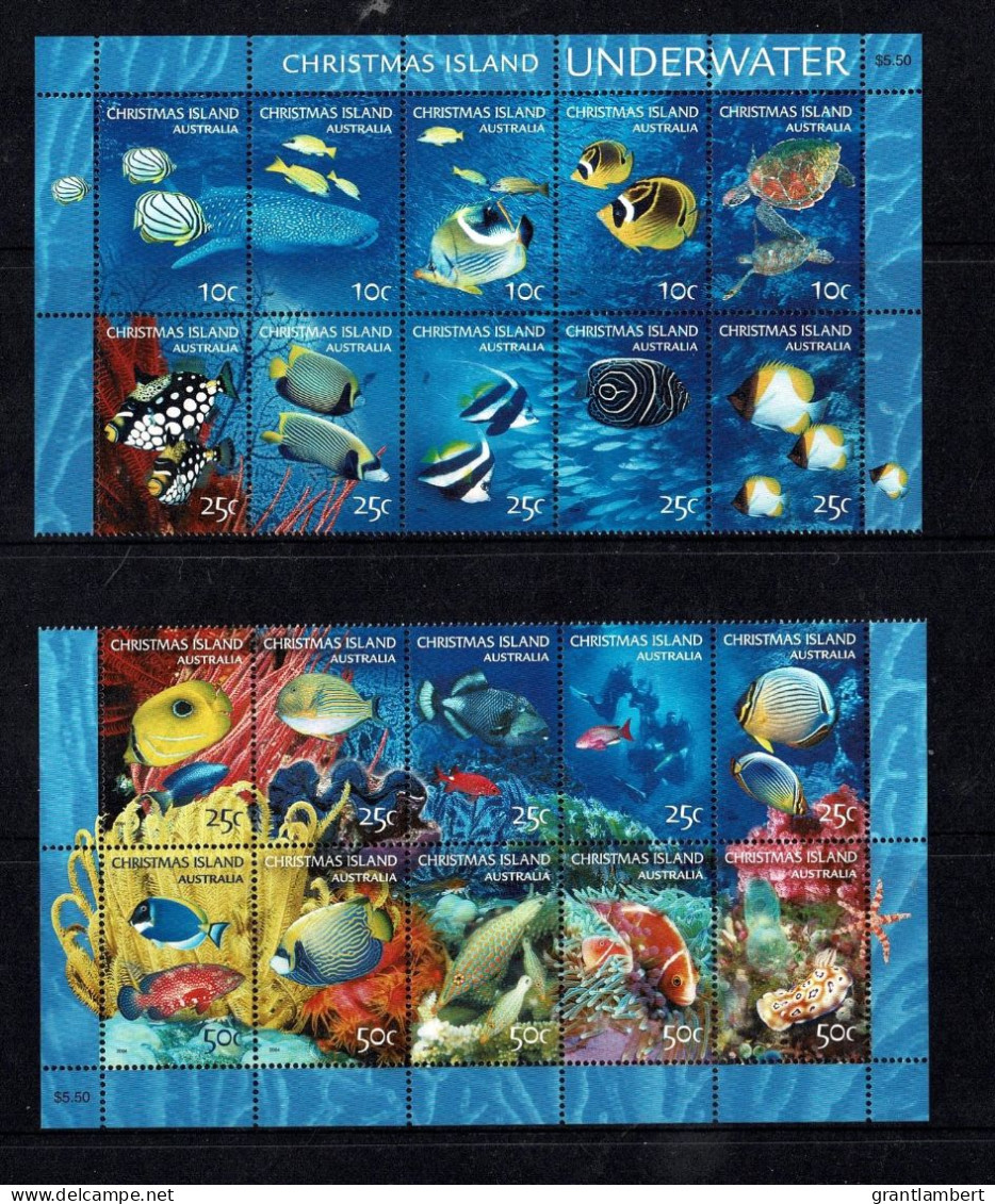 Christmas Island 2004 Underwater  Set As Blocks Of 10 MNH - Christmas Island