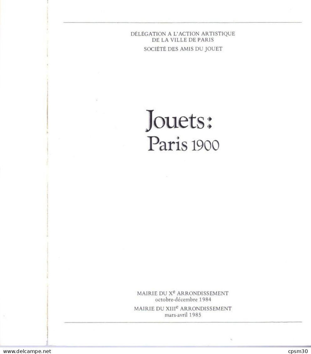 Livre, JOUETS, PARIS 1900, Mairies Du X E Et XIII E Arrondissement 1985 - Gesellschaftsspiele