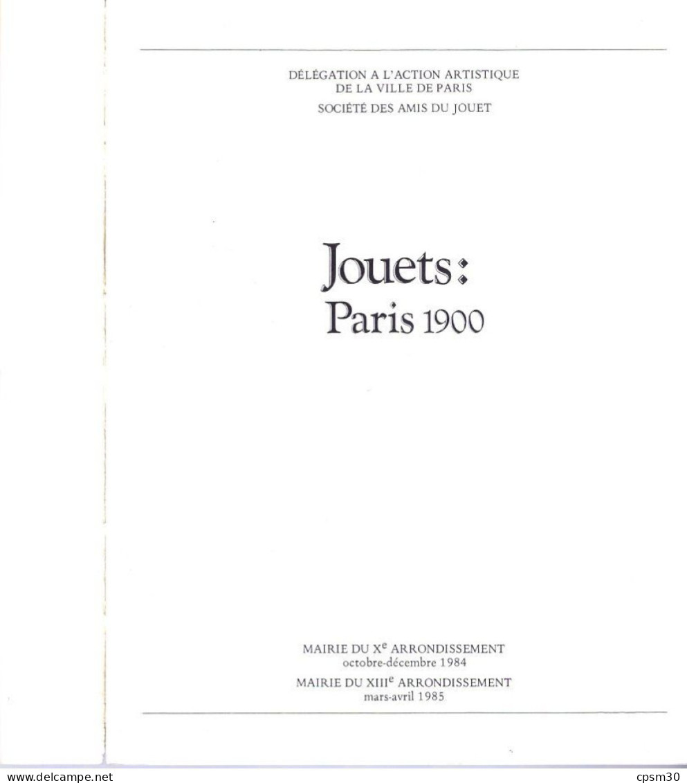 Livre, JOUETS, PARIS 1900, Mairies Du X E Et XIII E Arrondissement 1985 - Juegos De Sociedad