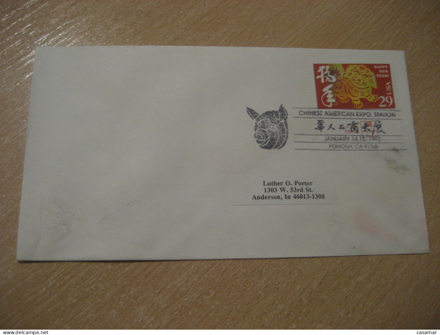 POMONA 1995 China Chine Pig Pigs Porc Cochon Farm Cancel Cover USA - Ferme