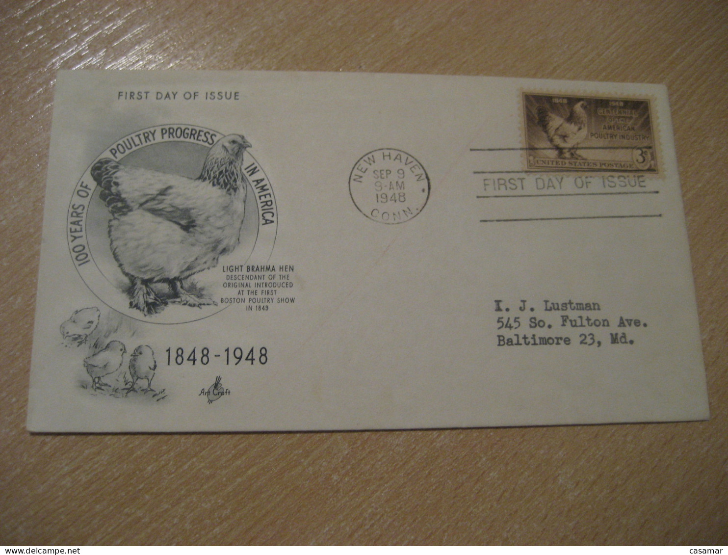 NEW HAVEN 1948 To Baltimore Poultry Industry Farming Volaille FDC Cancel Cover USA Farm Agriculture - Ferme