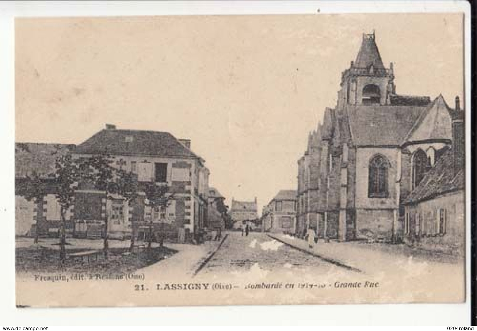 Carte  - France 60- Lassigny - Bombardé1915 - Grande Rue  - Prix Fixe - Lassigny