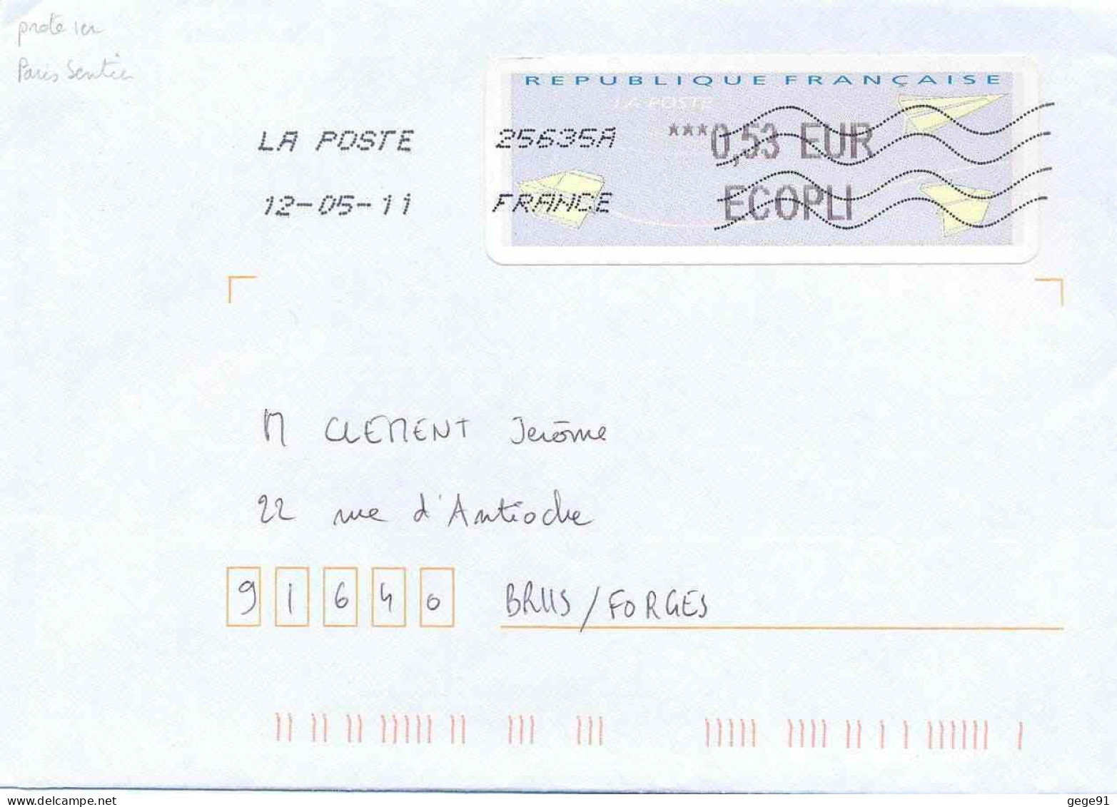 Vignette D'affranchissement Lisa Nabbuco - ATM - Prototype Nabbuco De Paris Sentier Pendant La Période D'essai - 2000 « Avions En Papier »