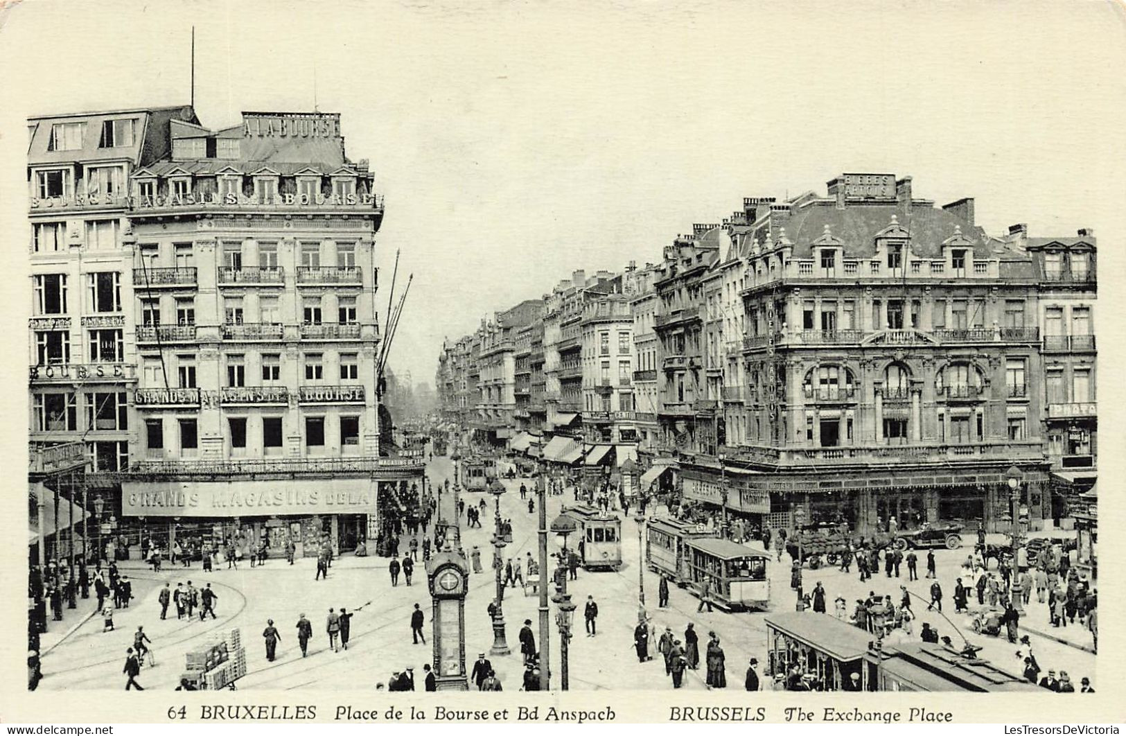 BELGIQUE - Bruxelles - Place De La Bourse Et Boulevard Anspach - Carte Postale Ancienne - Lanen, Boulevards