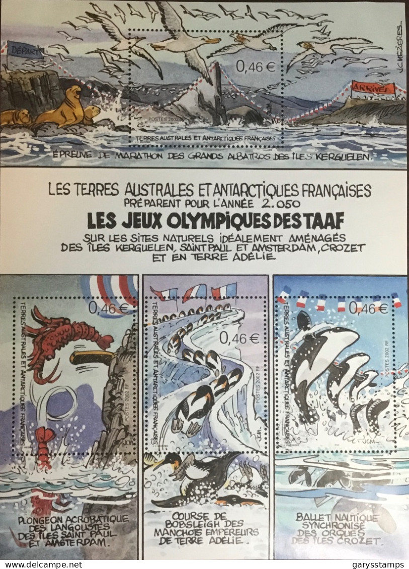 French Antarctic Territory TAAF 2002 Olympic Games Sheetlet MNH - Blocks & Kleinbögen