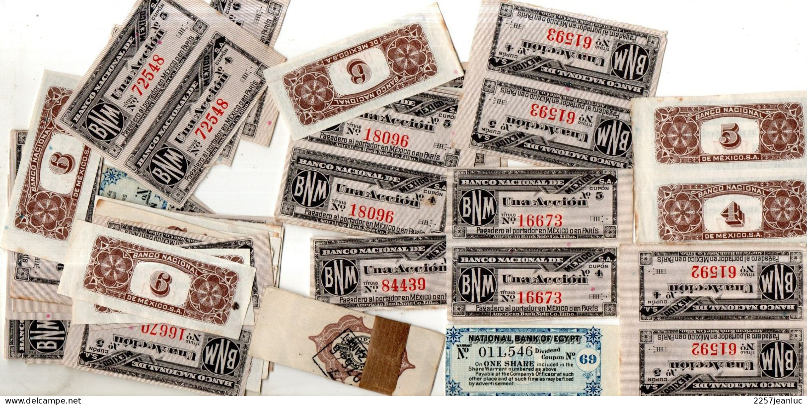 LOT De  56 Petits  Bons  Ou Coupons Banco Nacional Mexico  De Dividende Et Divers - Mezclas - Billetes