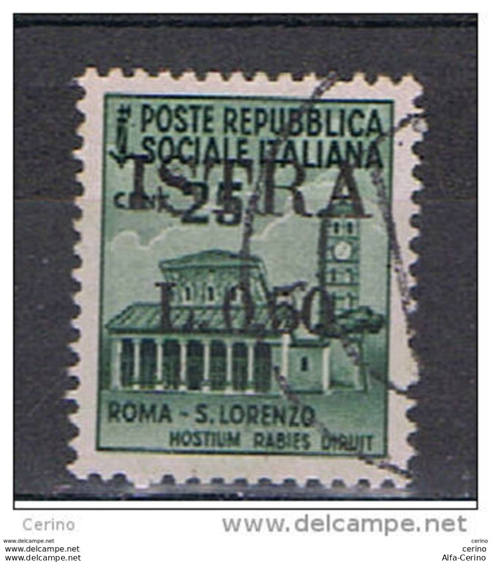 OCCUP. JUGOSLAVA  ISTRIA:  1945  SOPRASTAMPATO  -  50 C./25 C.  VERDE  SMERALDO  US. -  SASS. 24 - Joegoslavische Bez.: Istrië