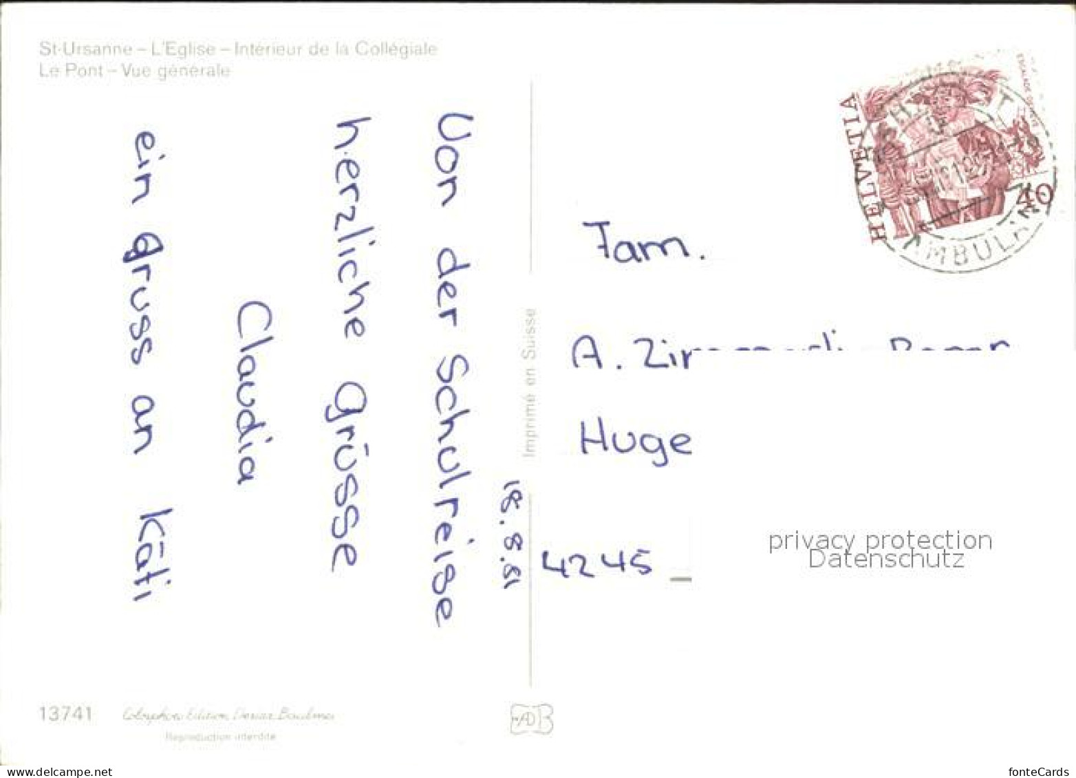 12368735 St Ursanne Eglise Inneres Pont  St Ursanne - Autres & Non Classés