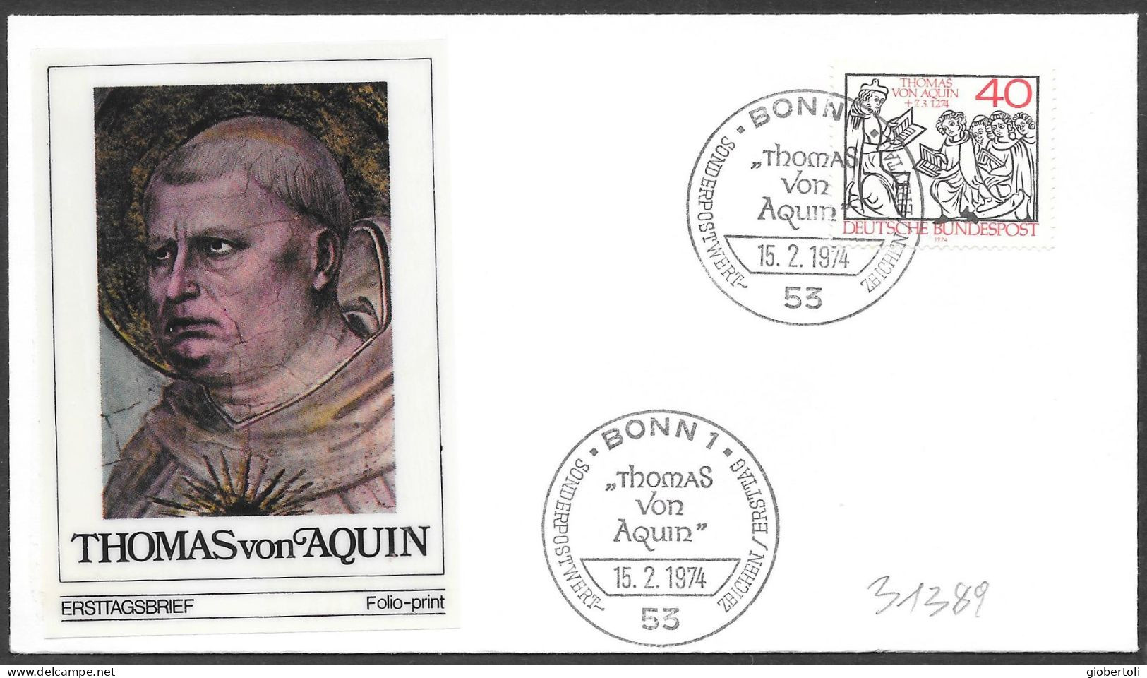 Germania/Germany/Allemagne: FDC, San Tommaso D'Aquino, Saint Thomas Aquinas, Saint Thomas D'Aquin - Theologians