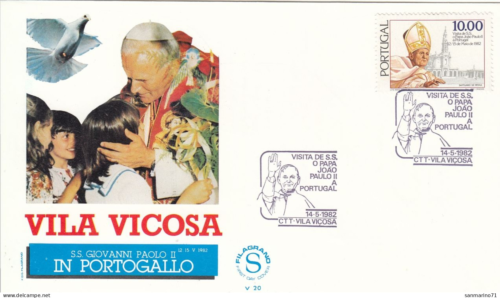 PORTUGAL Cover 2-122,popes Travel 1982 - Covers & Documents