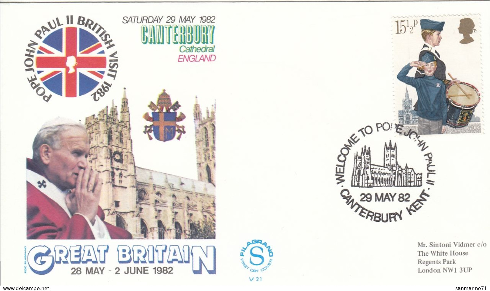 GREAT BRITAIN Cover 2-129,popes Travel 1982 - Storia Postale