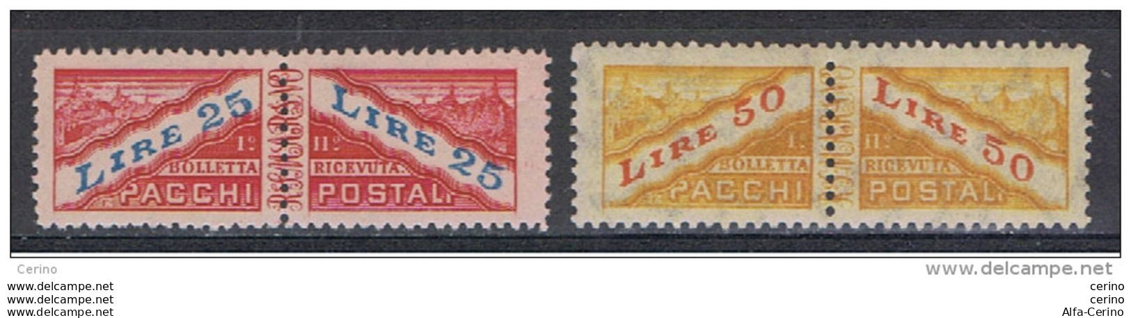 SAN  MARINO:  1946  PACCHI  POSTALI  -  S. CPL. 2  VAL. T.L./N. -  SASS. 31/32 - Paketmarken