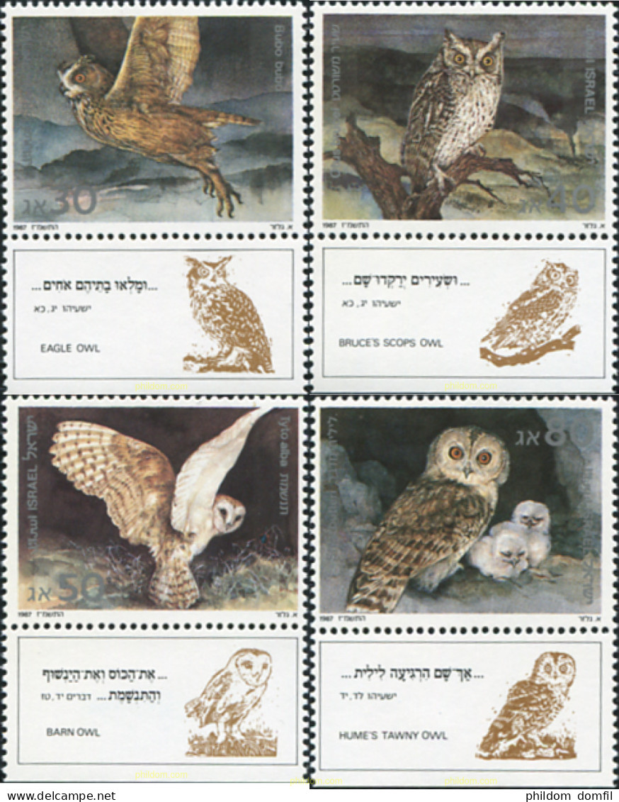 328356 MNH ISRAEL 1987 RAPACES NOCTURNAS - Ongebruikt (zonder Tabs)