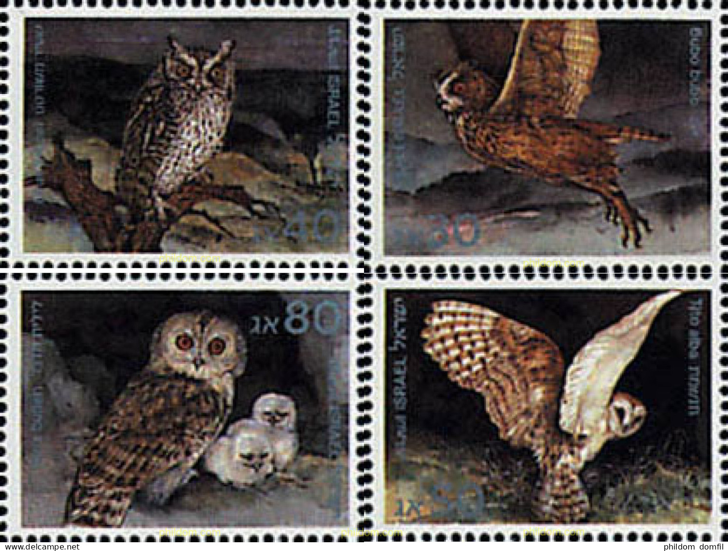 129421 MNH ISRAEL 1987 RAPACES NOCTURNAS - Unused Stamps (without Tabs)