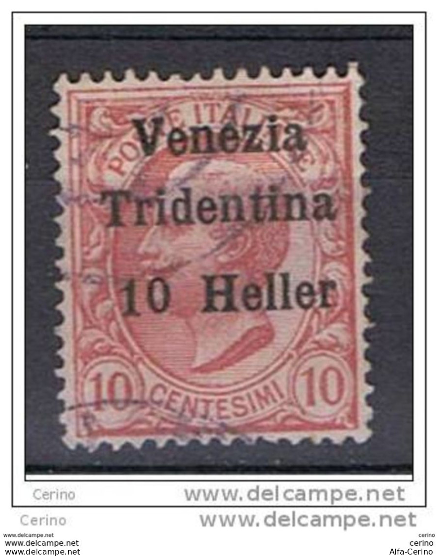 TRENTINO:  1918  SOPRASTAMPATO  -  10 H./10 C. ROSA  US. -  SASS. 29 - Trentino