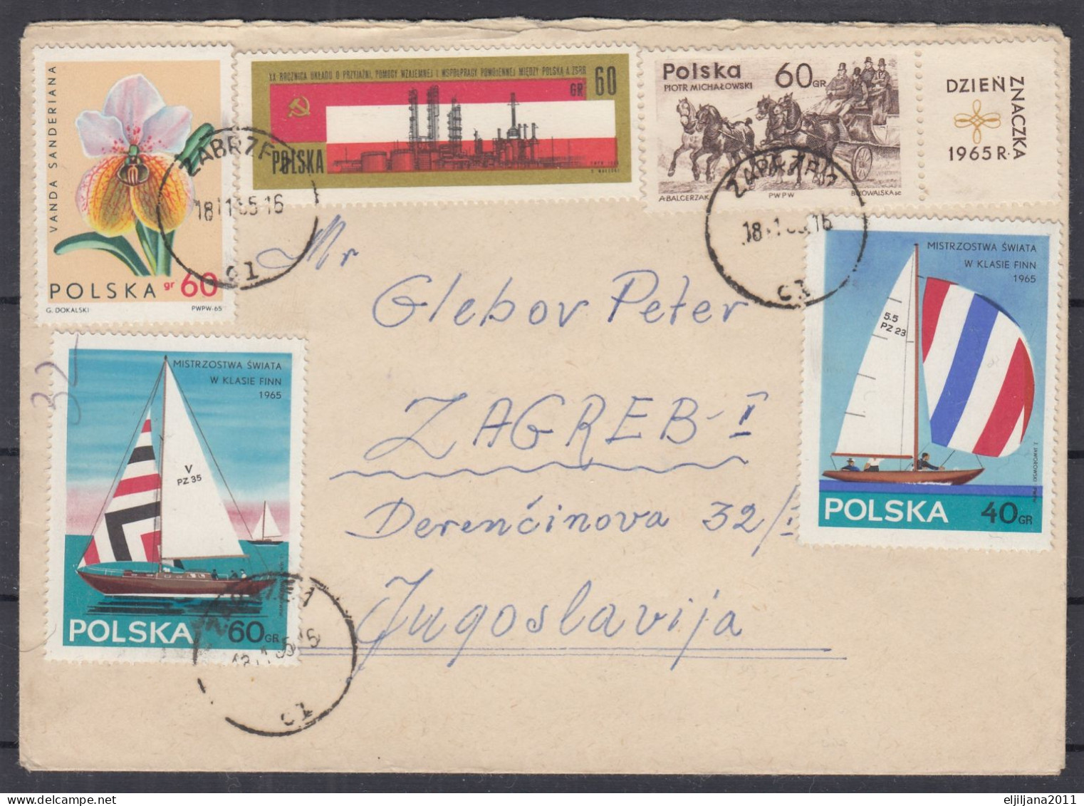 ⁕ Poland 1965 ⁕ ZABRZE - ZAGREB ⁕ Nice Cover With Stamps - Covers & Documents