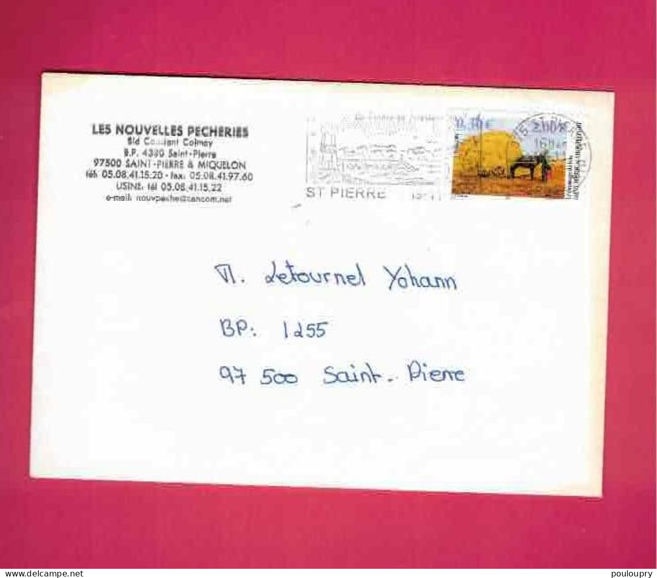 Lettre De 2001 Pour SPM - YT N° 742 - Ramassage Du Foin - Brieven En Documenten