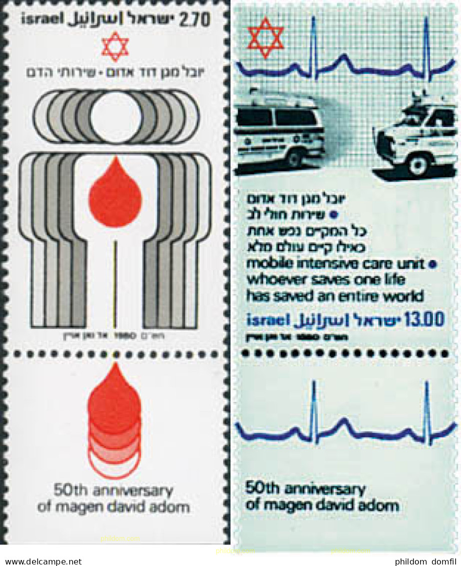 328264 MNH ISRAEL 1980 50 ANIVERSARIO DE LA CRUZ ROJA DE ISRAEL - Unused Stamps (without Tabs)