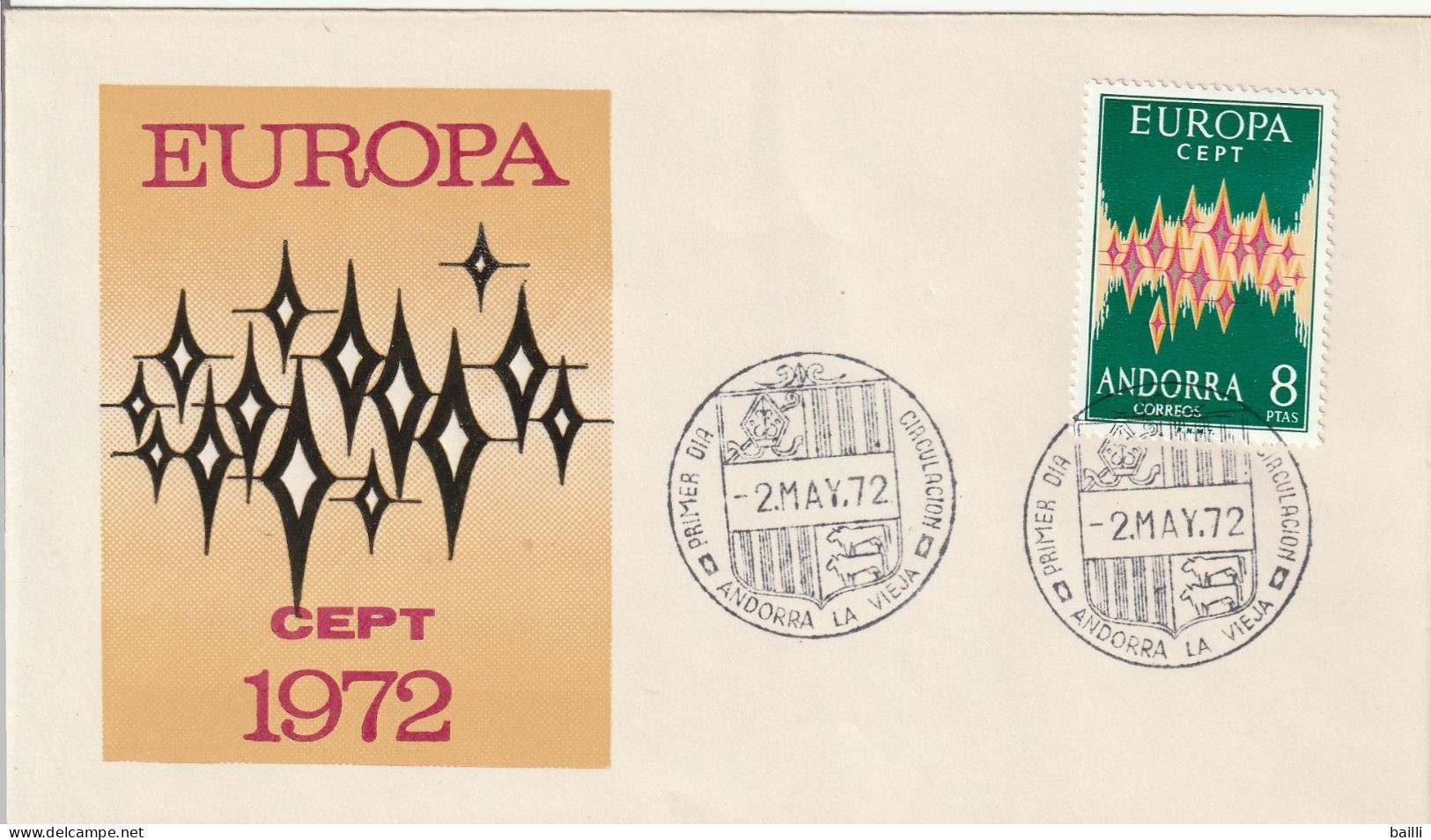 Andorre Espagnol FDC Europa 1972 - Covers & Documents