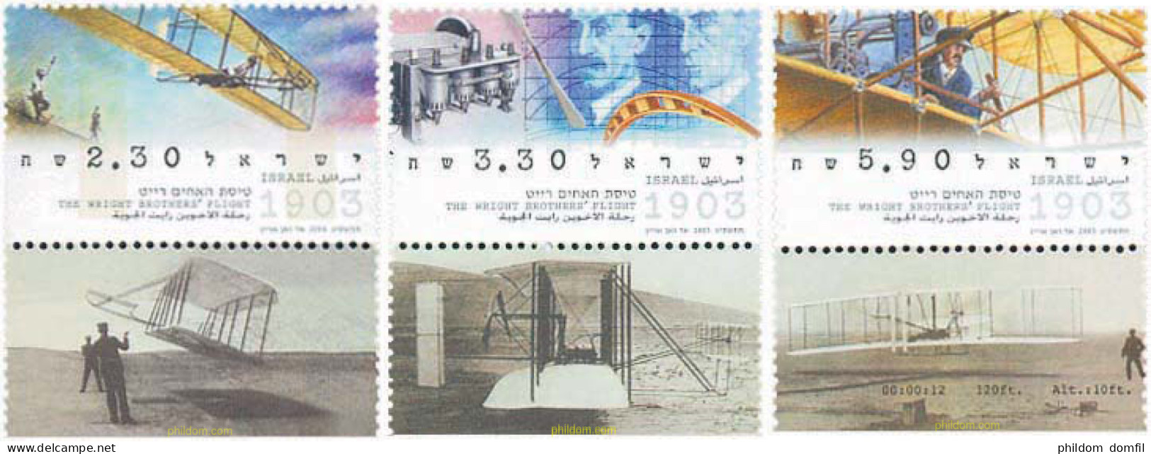 328709 MNH ISRAEL 2003 CENTENARIO DEL PRIMER VUELO DE LOS HERMANOS WRIGHT - Nuovi (senza Tab)