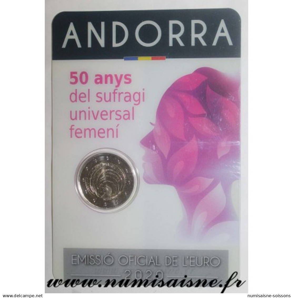 ANDORRE - 2 EURO 2020 - 50 ANS DU SUFFRAGE UNIVERSEL FEMININ - COINCARD - BU - Andorra