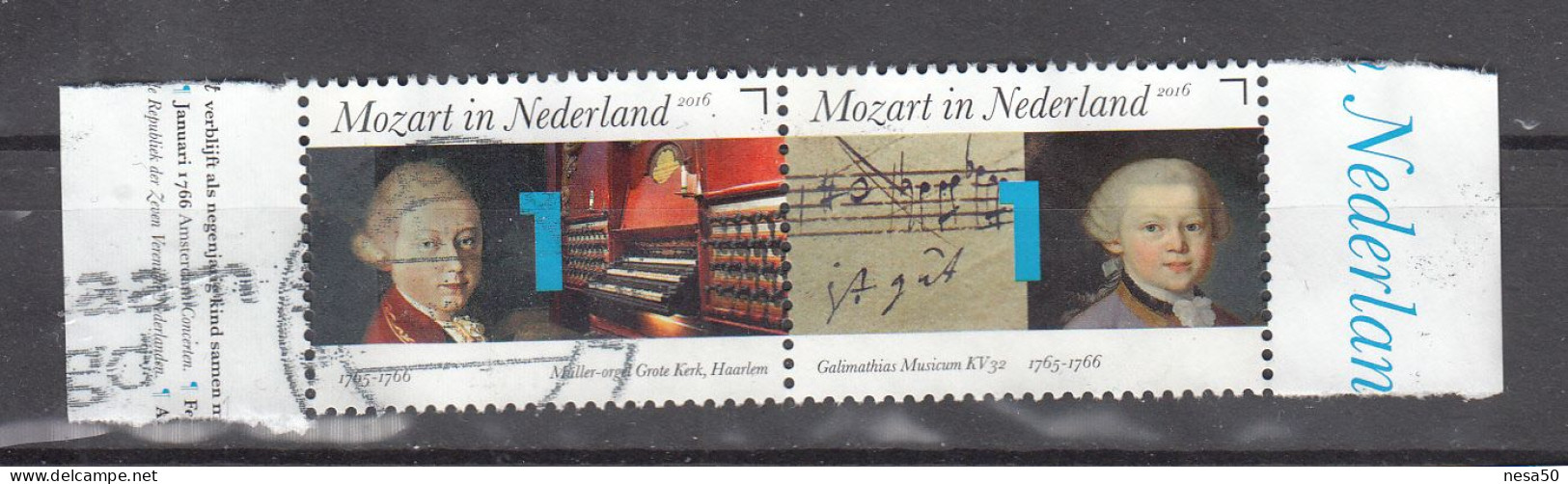 Nederland 2016 Nvph Nr 3414 + 3415;  Mi Nr 3471 + 3472 Mozart In Nederland 1765 - 1766, Muziek 2x - Gebruikt