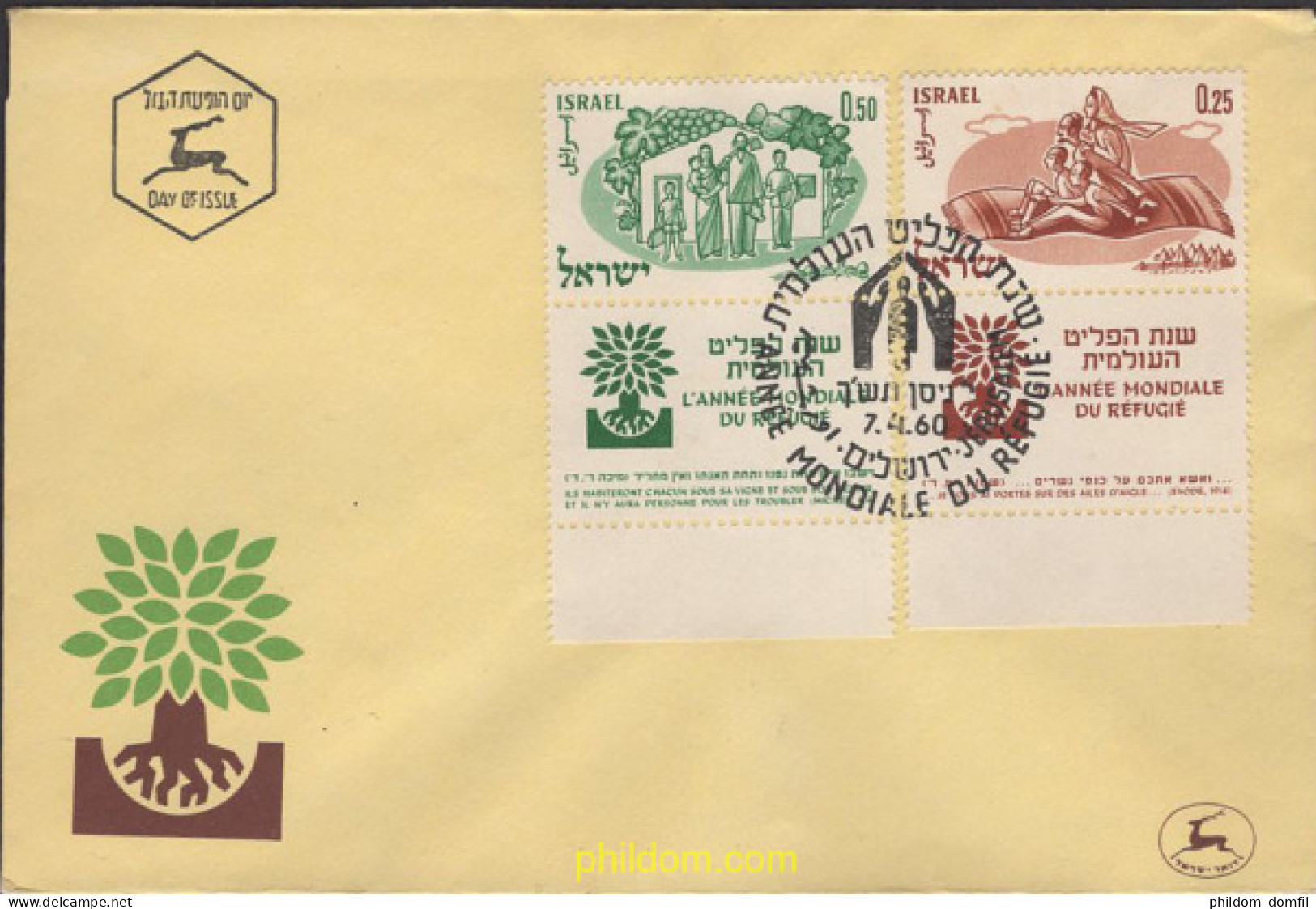 441598 MNH ISRAEL 1960 AÑO MUNDIAL DEL REFUGIADO - Ongebruikt (zonder Tabs)