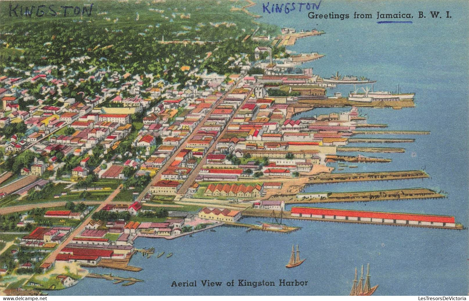 JAMAICA - Kingston - Aerial View Eo Kingston Harbor - Carte Postale Ancienne - Andere & Zonder Classificatie