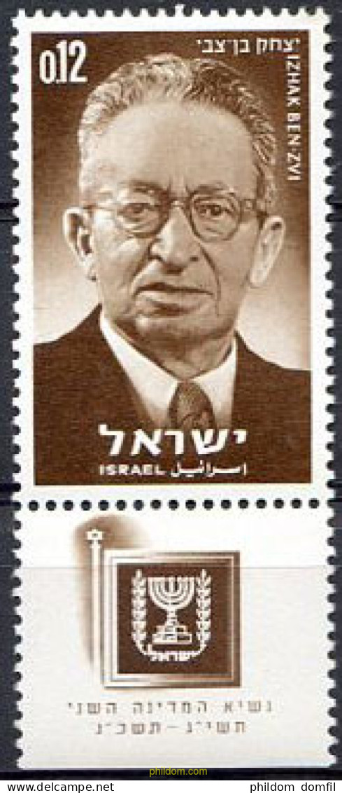 327752 MNH ISRAEL 1964 ANIVERSARIO DE LA MUERTE DE IZHAK BEN ZIVI - Neufs (sans Tabs)