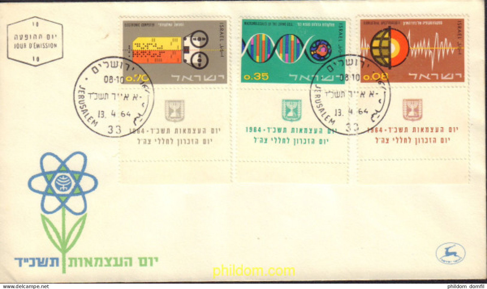 441632 MNH ISRAEL 1964 16 ANIVERSARIO DEL ESTADO. CONTRIBUCION A LA CIENCIA - Nuevos (sin Tab)