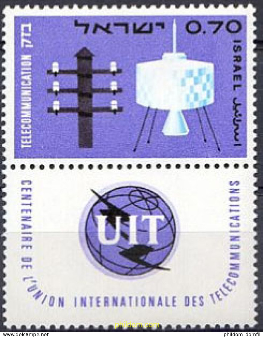 327763 MNH ISRAEL 1965 CENTENARIO DE LA UNION INTERNACIONAL DE TELECOMUNICACIONES - Nuovi (senza Tab)