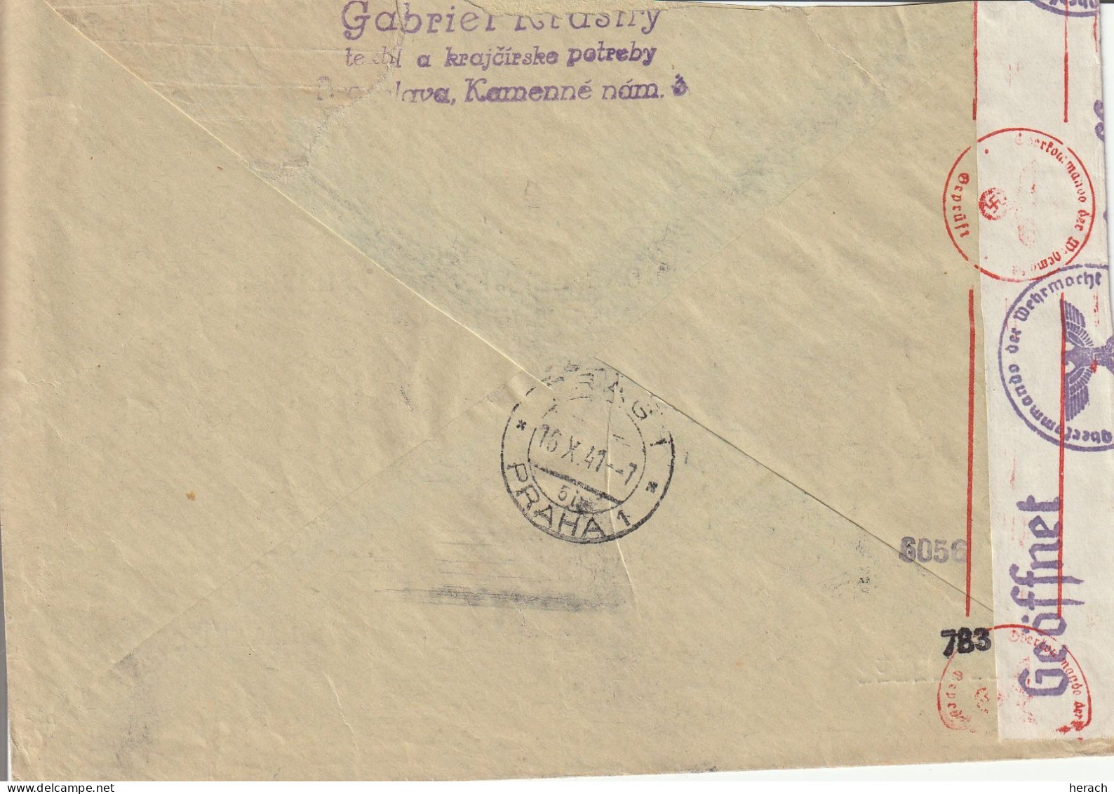 Slovaquie Lettre Censurée Par Avion Pour Prag 1941 - Covers & Documents