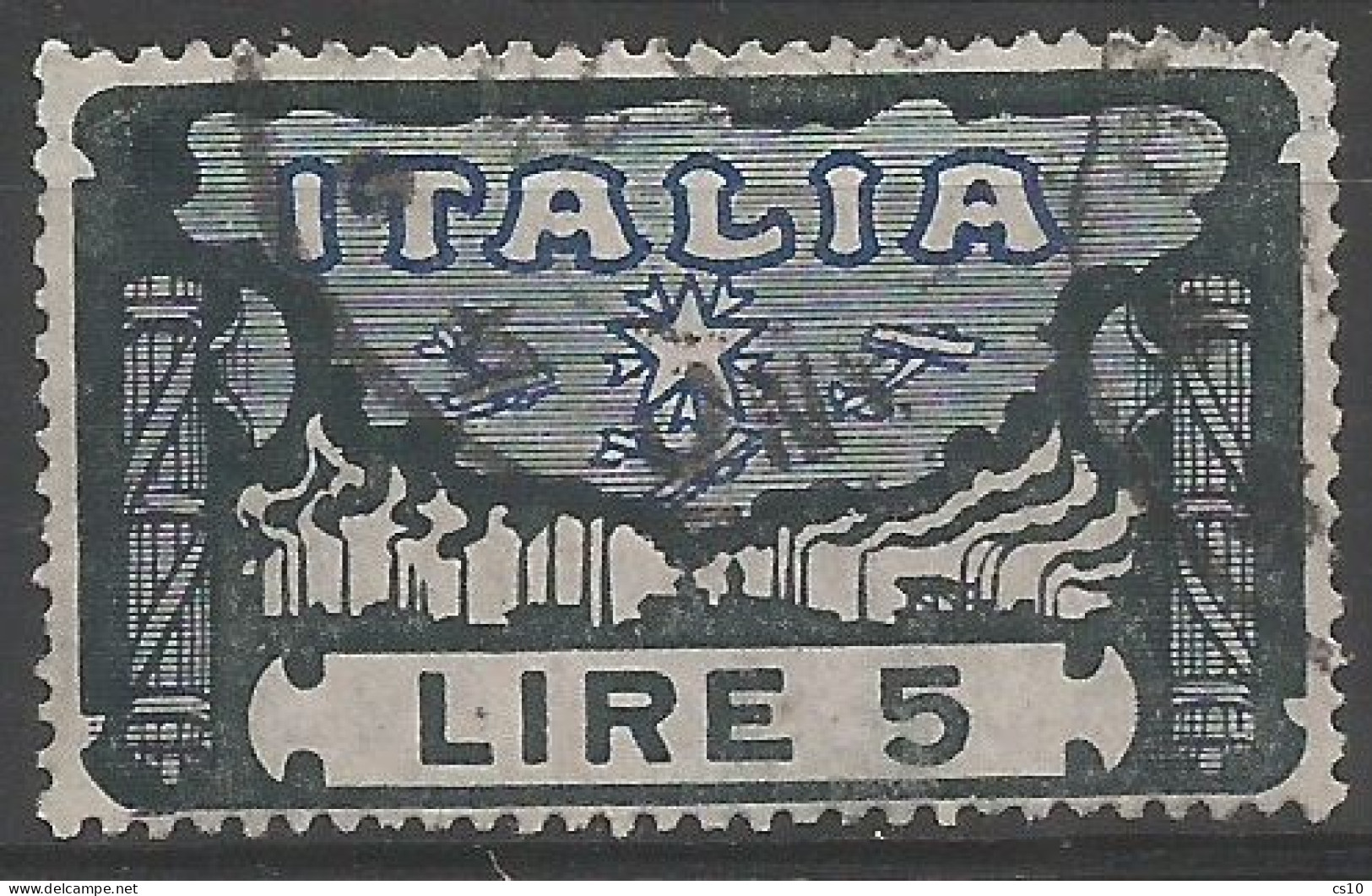 Regno Italy Kingdom 1923 Marcia Su Roma Key Value HV Lire 5 In VFU Condition - War Propaganda