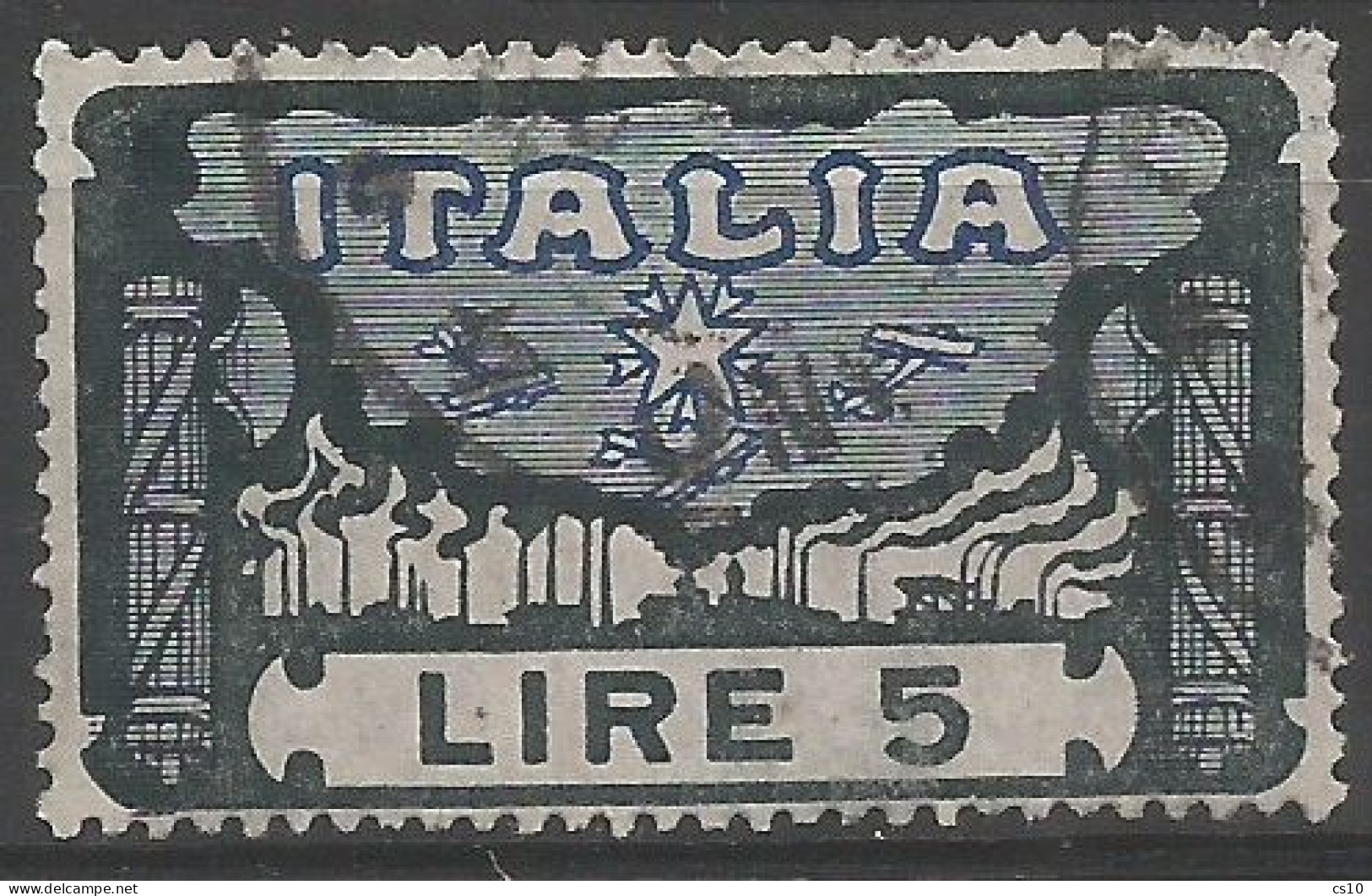 Regno Italy Kingdom 1923 Marcia Su Roma Key Value HV Lire 5 In VFU Condition - Collections