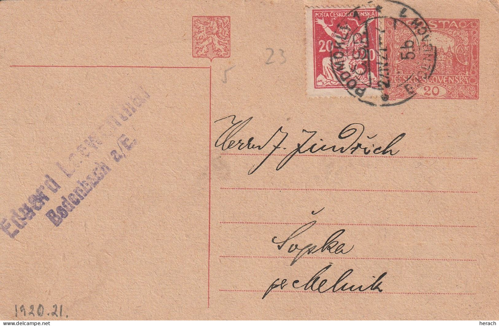 Tchécoslovaquie Entier Postal 1921 - Ansichtskarten