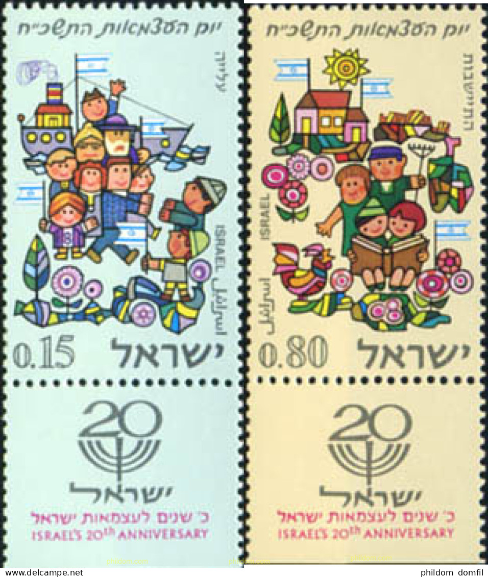 327788 MNH ISRAEL 1968 20 ANIVERSARIO DEL ESTADO - Ongebruikt (zonder Tabs)
