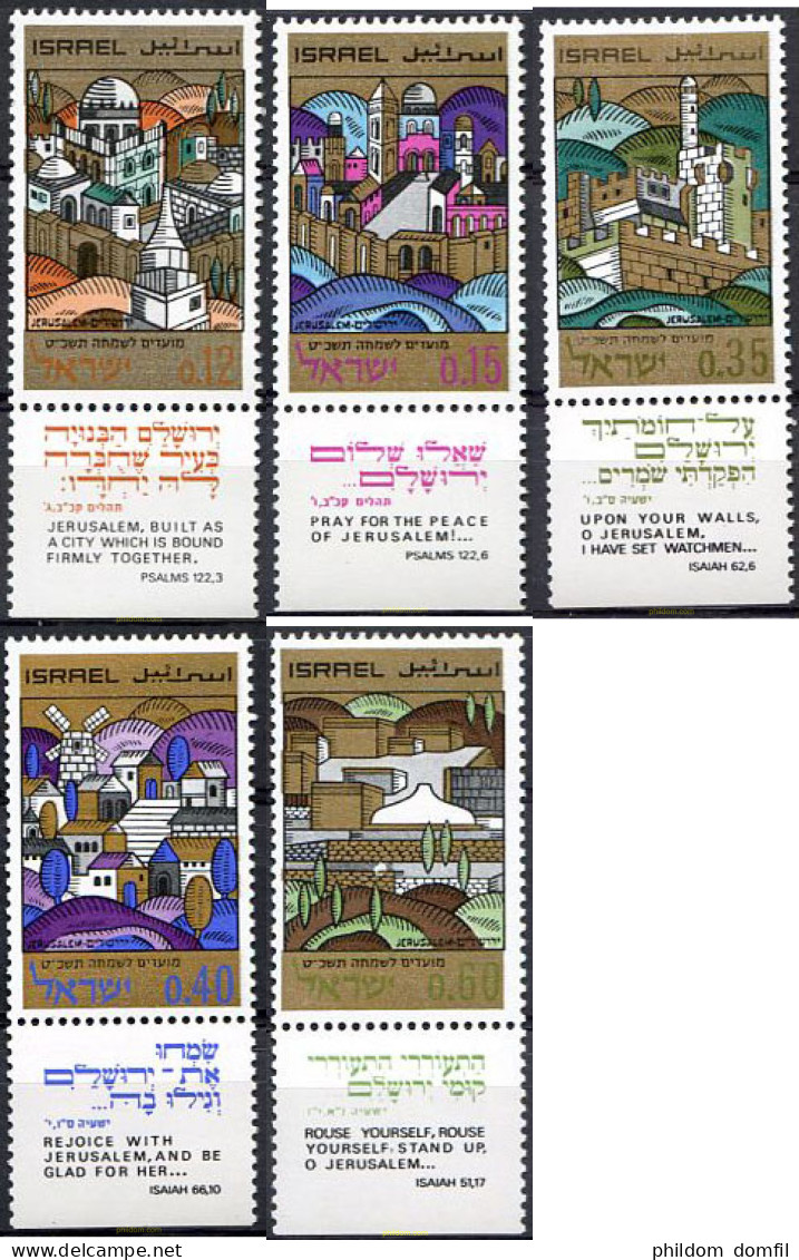 327792 MNH ISRAEL 1968 NUEVO AÑO. VISTAS DE LA CIUDAD DE JERUSALEM - Ungebraucht (ohne Tabs)