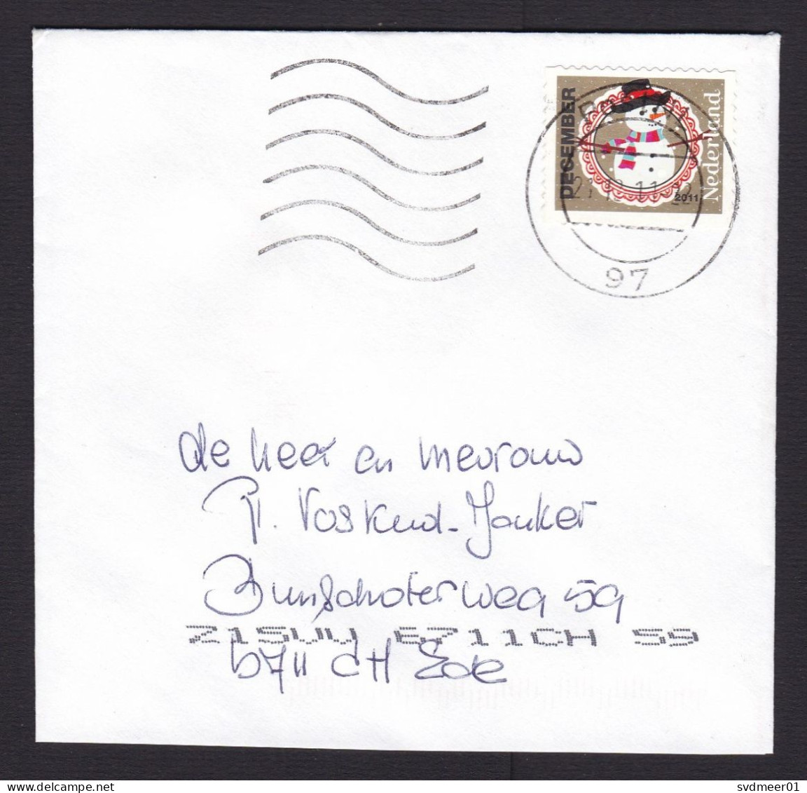 Netherlands: Cover, 2011, 1 Stamp, Snowman, Snow Man, Winter (traces Of Use) - Covers & Documents