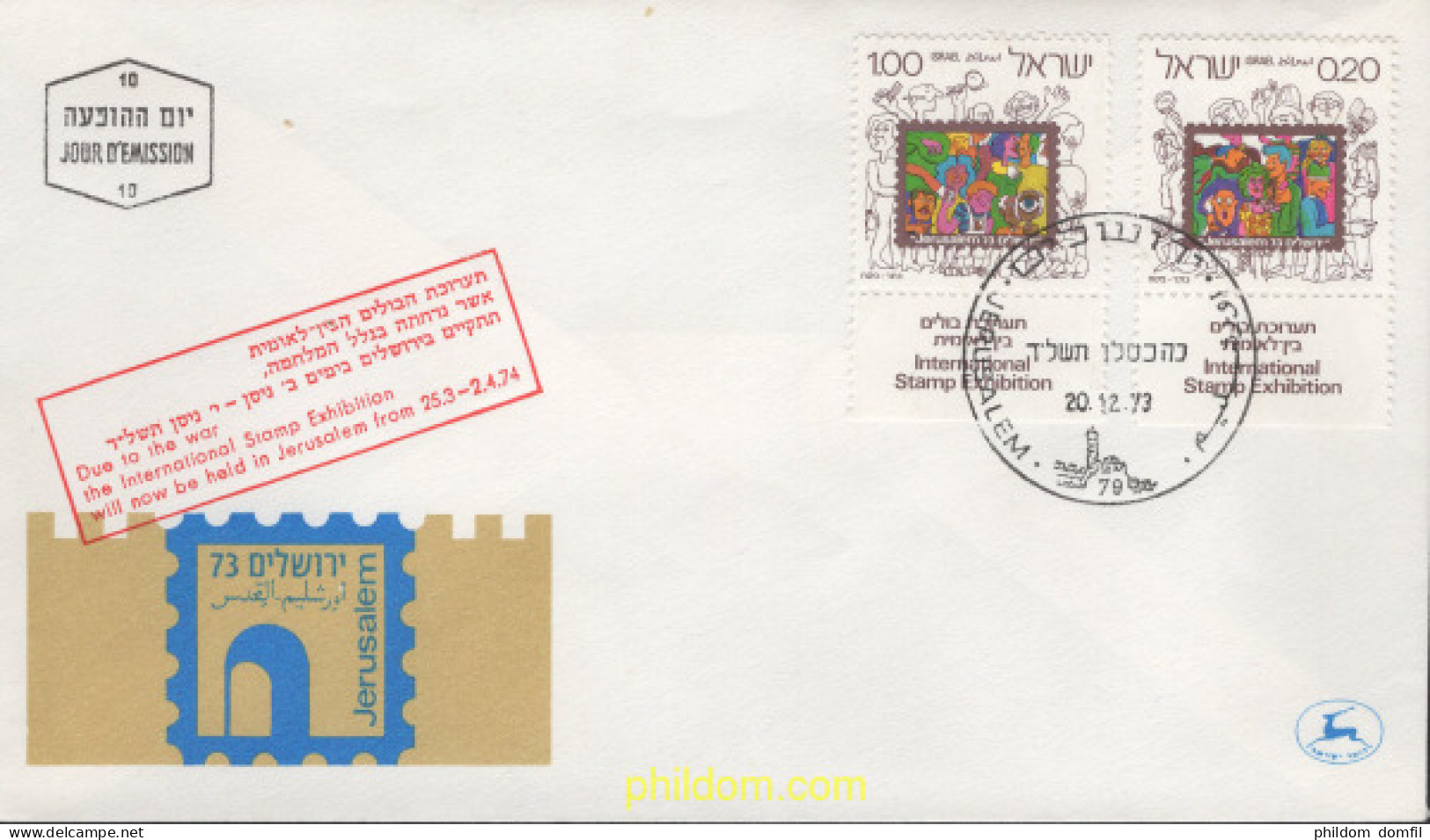 441734 MNH ISRAEL 1973 EXPOSICION FILATELICA INTERNACIONAL EN JERUSALEM - Neufs (sans Tabs)