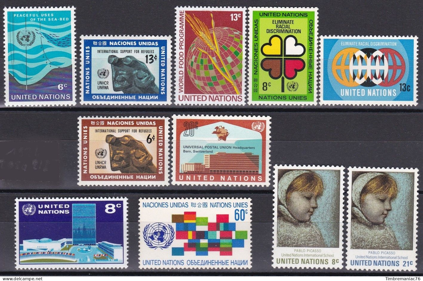 Nations Unies N.Y. 1971 YT 208 à 218 Neufs Année Complète - Unused Stamps
