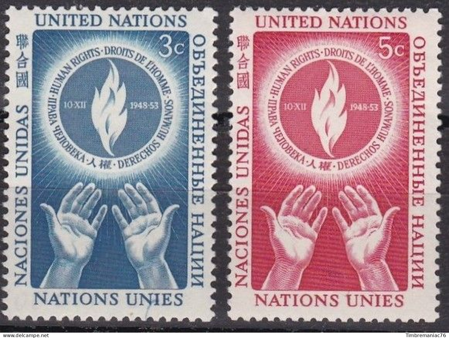 Nations Unies N.Y. 1953 YT 21-22 Neufs - Nuevos