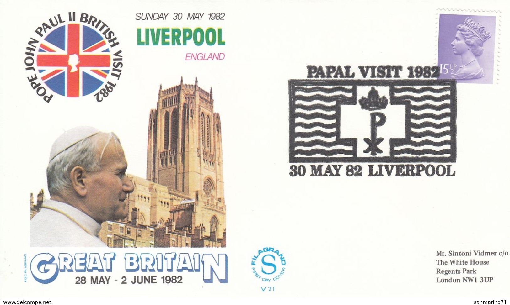 GREAT BRITAIN Cover 2-130,popes Travel 1982 - Briefe U. Dokumente