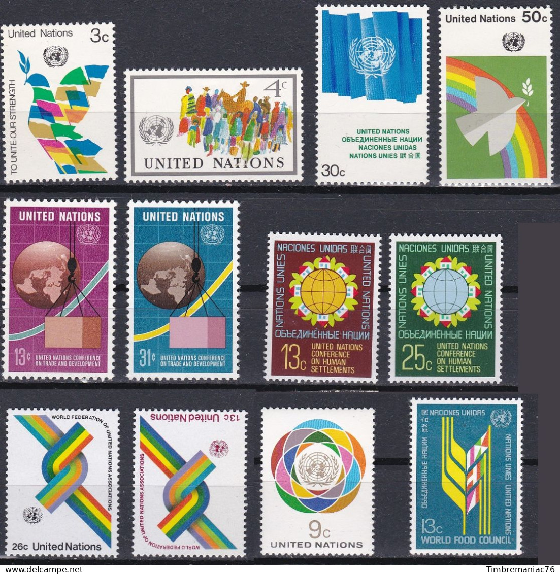 Nations Unies N.Y. 1976 YT 259 à 268 Et 271-272 Neufs - Ungebraucht