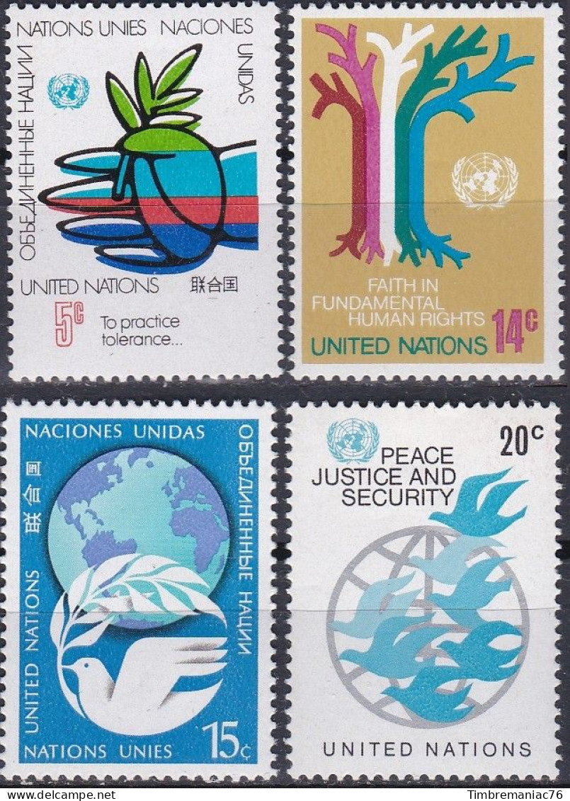Nations Unies N.Y. 1979 YT 296 à 299 Neufs - Nuovi