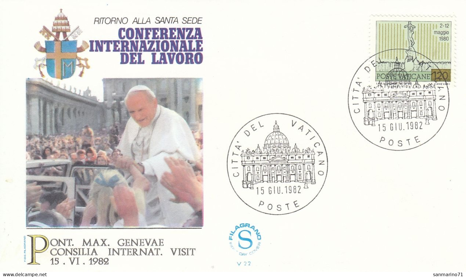 VATICAN Cover 2-138,popes Travel 1982 - Brieven En Documenten