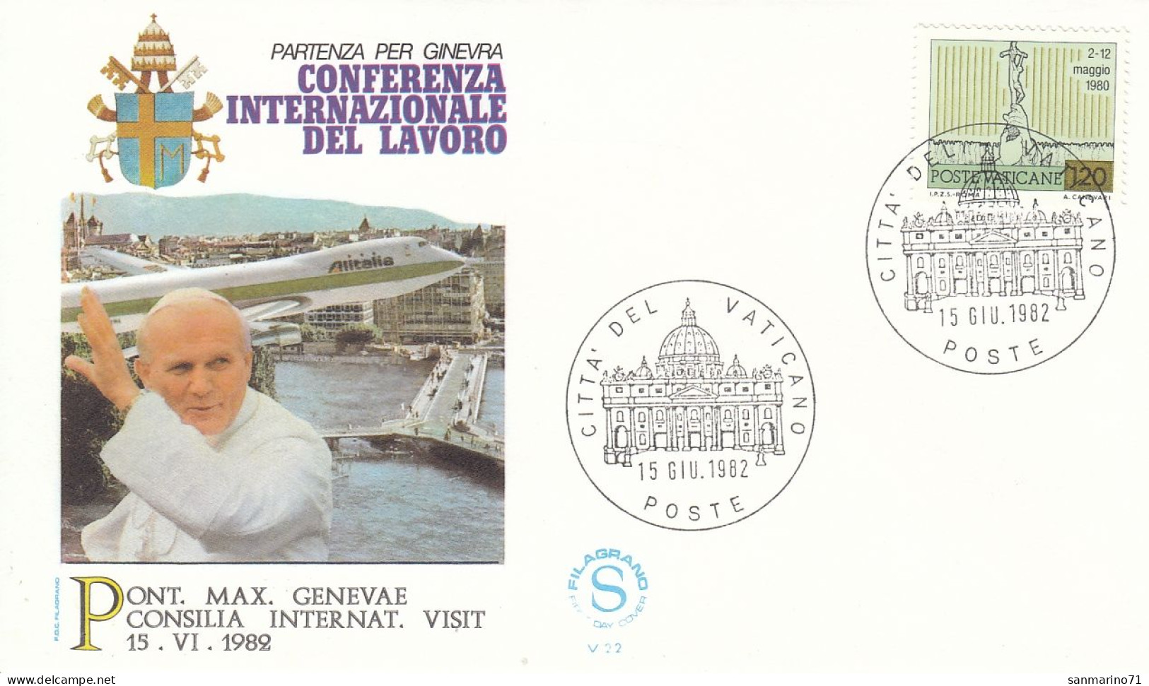 VATICAN Cover 2-142,popes Travel 1982 - Brieven En Documenten